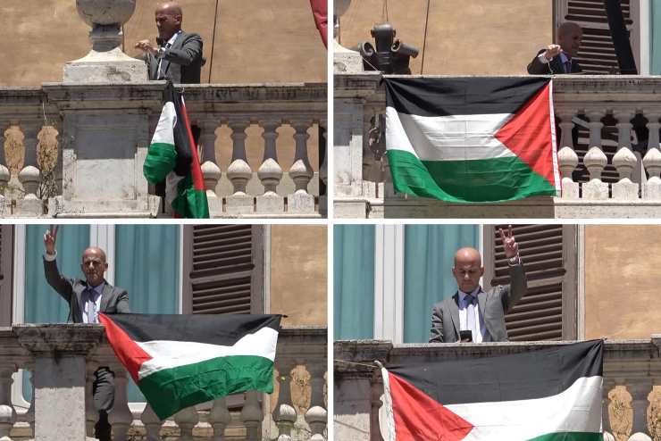 Comparsa la bandiera della Palestina sul Duomo di Milano