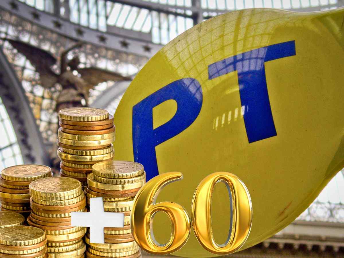 sfondo logo poste italiane e monete euro con + 60
