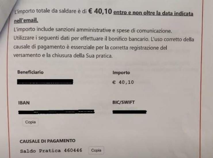 Il foglio della truffa
