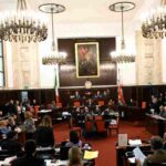 La seduta del Consiglio comunale che si esprimerà sulla delibera per la vendita dello stadio di San Siro, Milano, 29 settembre 2025.