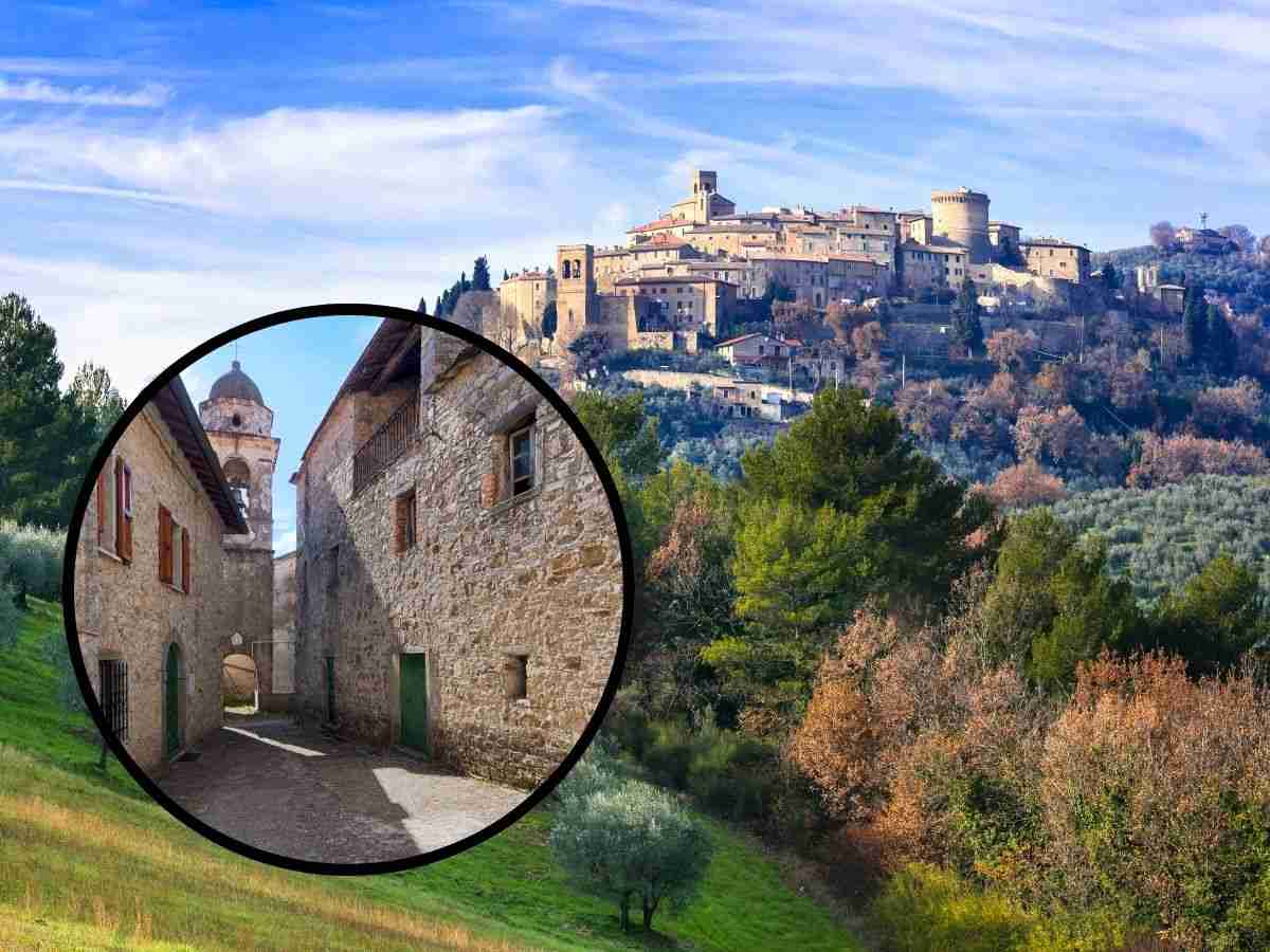 sfondo borgo e tondo con vicolo