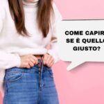 sfondo ragazza stringe pantaloni alla vita e nuvoletta con scritta