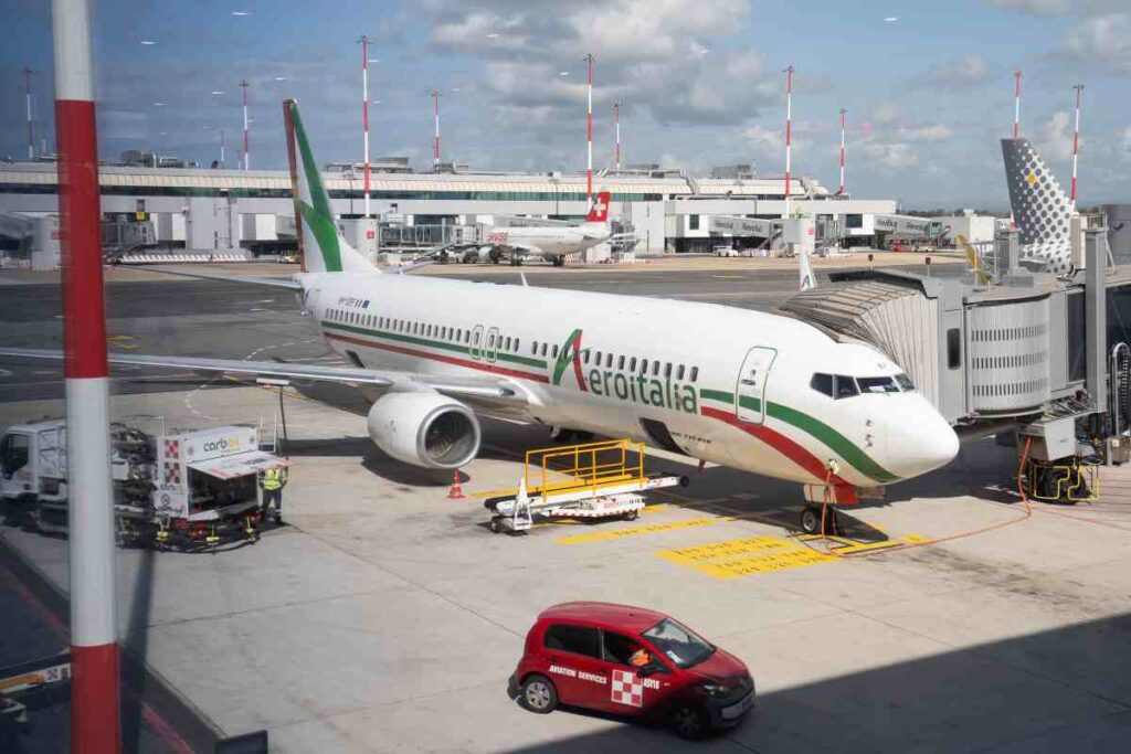 Un aereo prima del decollo