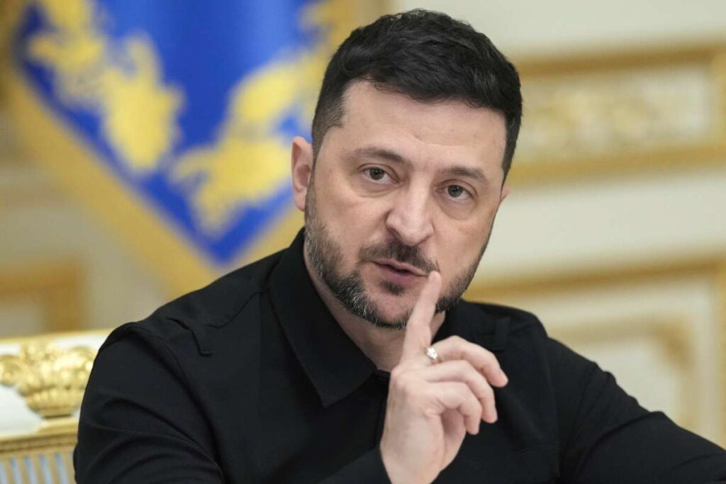 Zelensky in primo piano