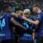 Il momento dell'esultanza dopo la rete dell'1-0 di Lautaro Martinez