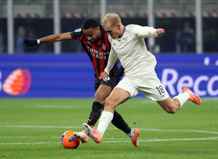 Gustav Isaksen mentre cerca di superare il suo avversario