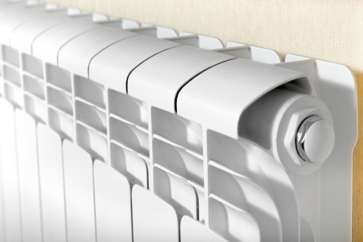 Una foto da vicino di un termosifone