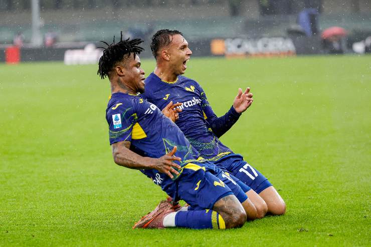 Il momento dell'esultanza di Giovane e Orban dopo la rete del pareggio all'Inter