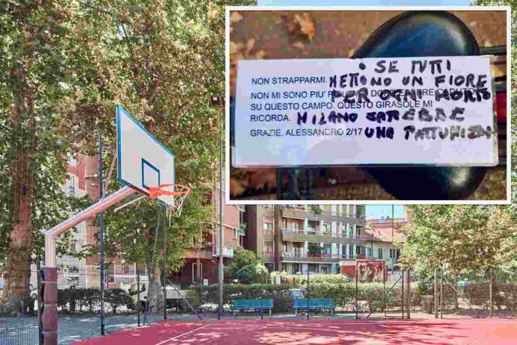 Il campo di basket di via Dezza a Milano e la scritta indegna