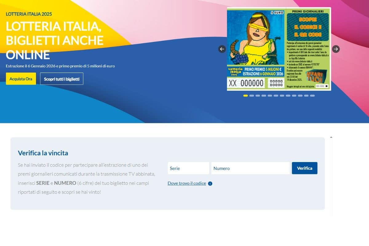 screen sito ufficiale lotteria italia come controllare vincita