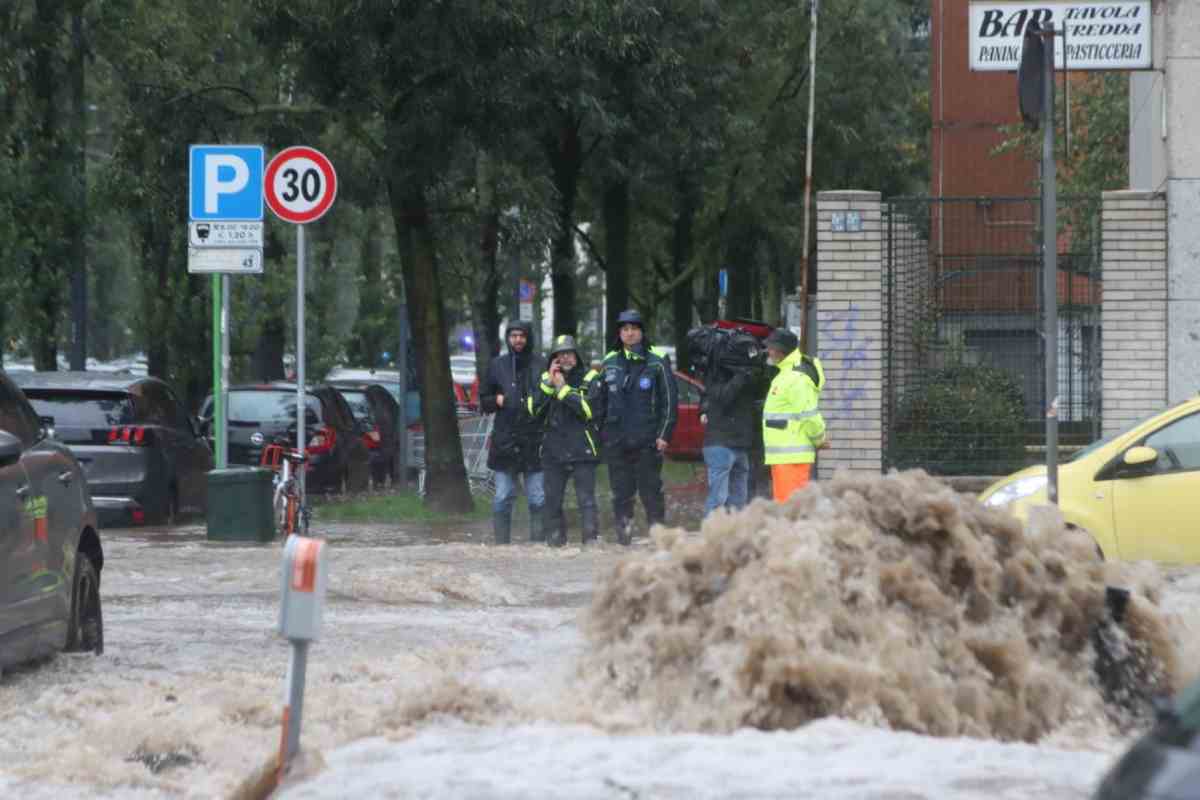 Un momento della tremenda esondazione del 2024 a Milano