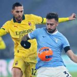 Gila e Rabiot che si contrastano durante Lazio-Milan di coppa Italia